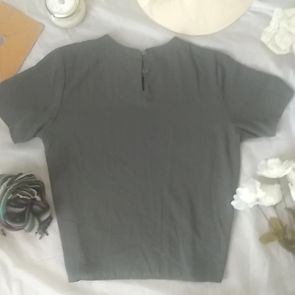 🍁3/$12 SALE🍁DressBarn Olive Green Summer Button Blouse Shirt M